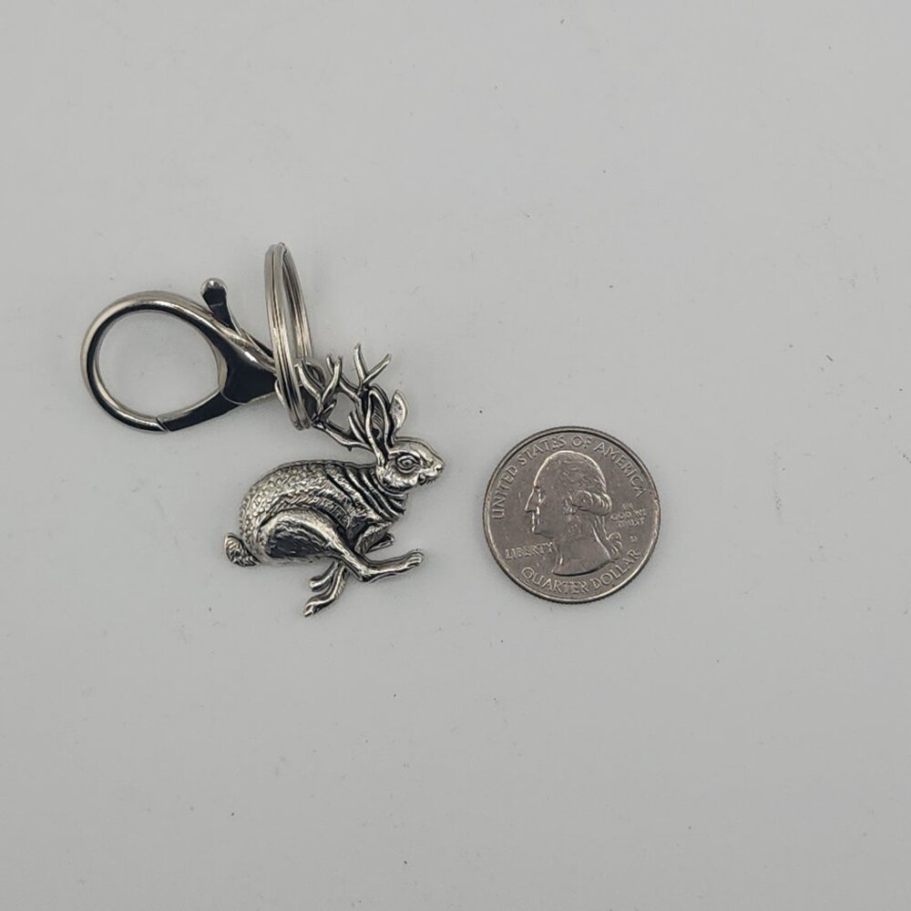 Handmade Pewter Jackalope Charm - Nickel Free! Bag Charm/Keychain/Zipper Pull